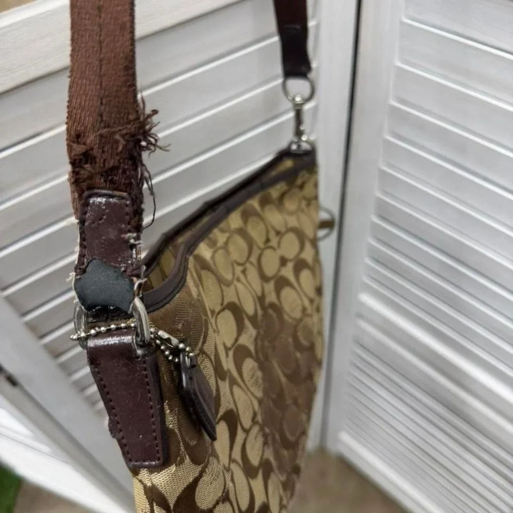Vintage y2k Coach brown and beige monogram canvas crossbody bag